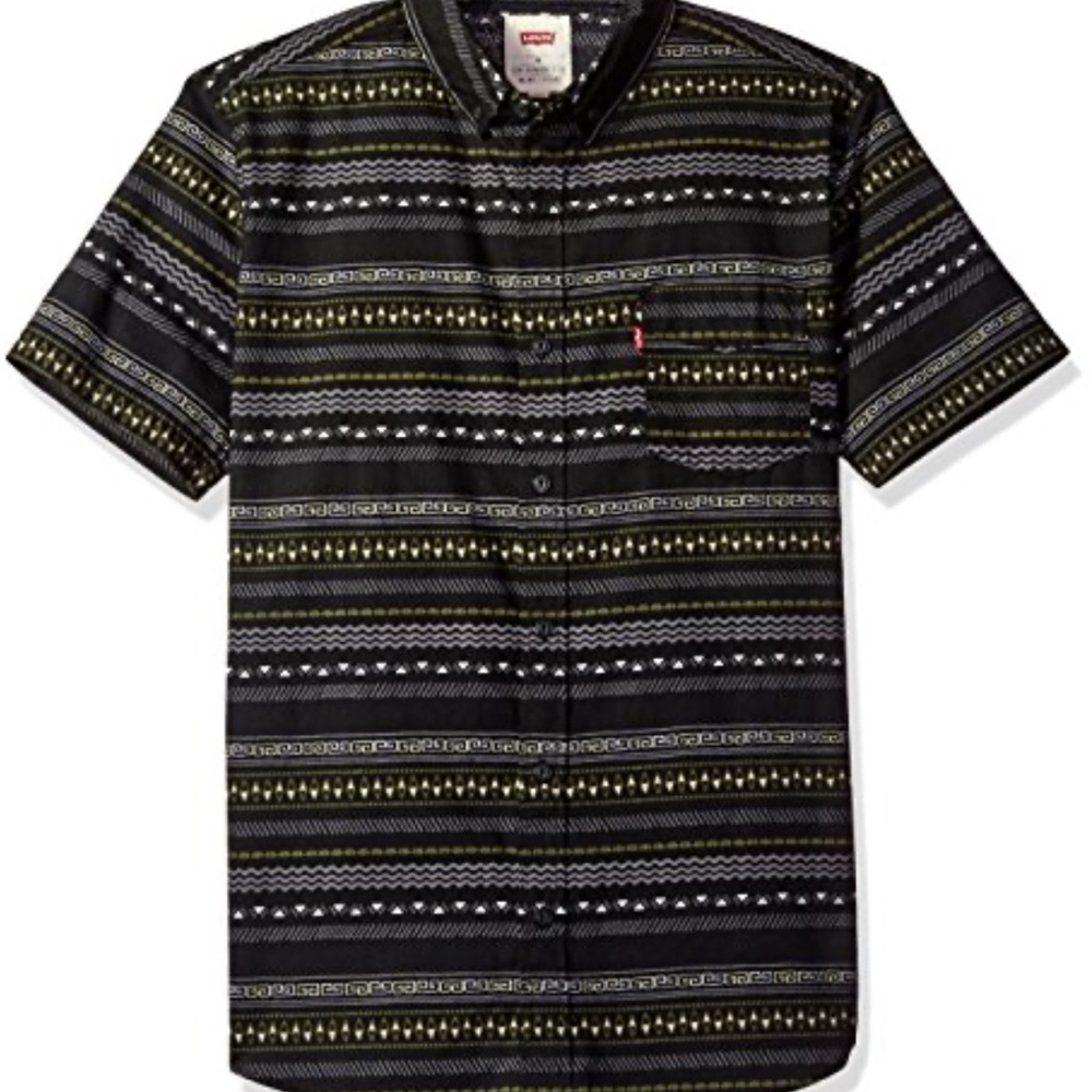 Levi's Black Casual Button Down Shirt with Geometric Pattern XL